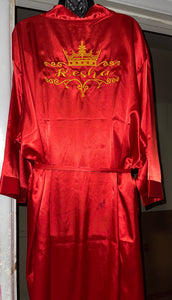 Embroidered Satin Robe