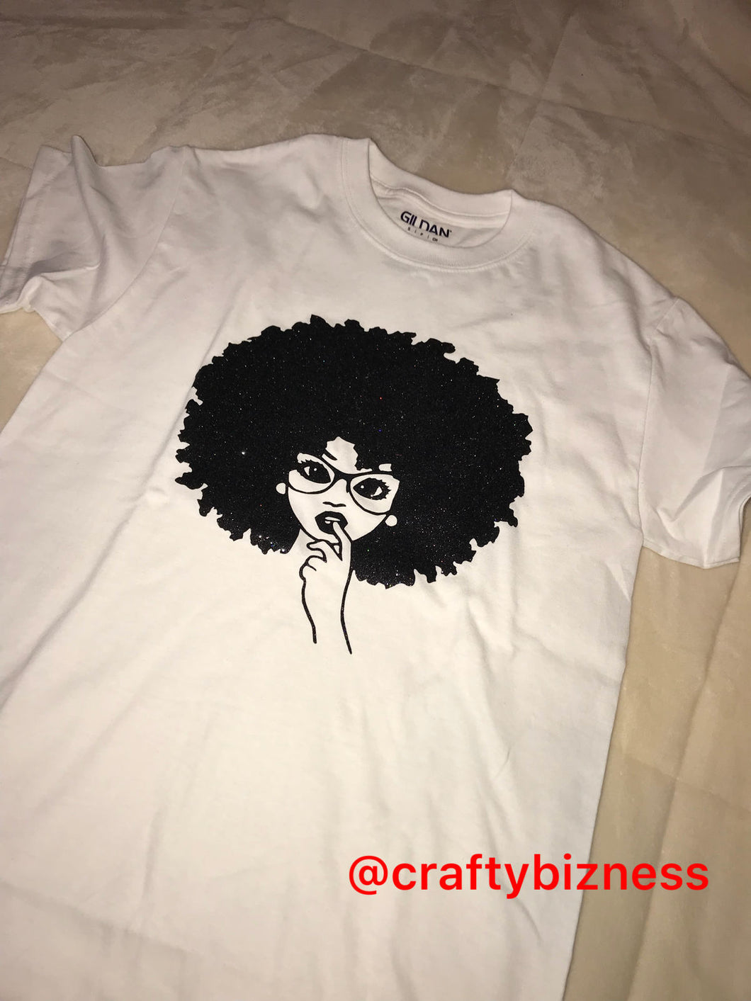 Afro Girl glitter tee